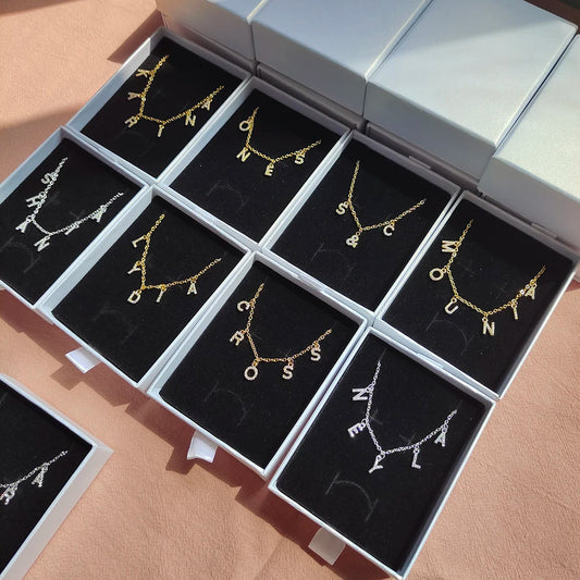 2022 New Custom Diamond Necklace, Pave Crystal Letter Necklace,Personalized Name Necklace ,Diamond Letter Pendant With Gift Box